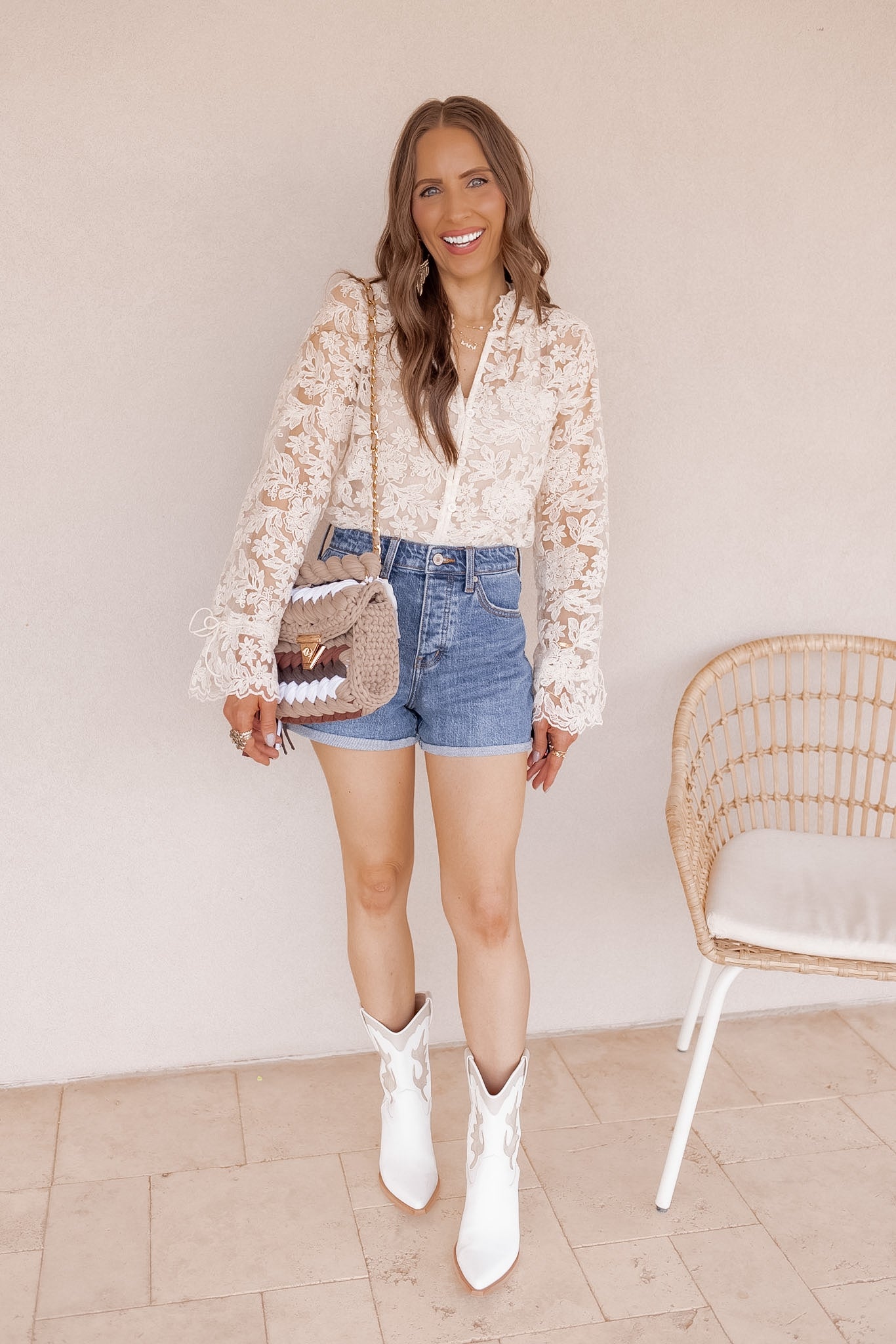 Boho Dreams Floral Lace Long Sleeve Blouse