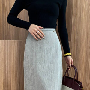 Stacked Neck Slim Fit Essential Knit Top