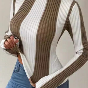 Classic Black White Vertical Stripe Knit Top